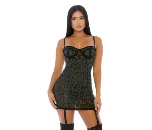 Draped in Diamonds - Rhinestone Nightgown Set - XL