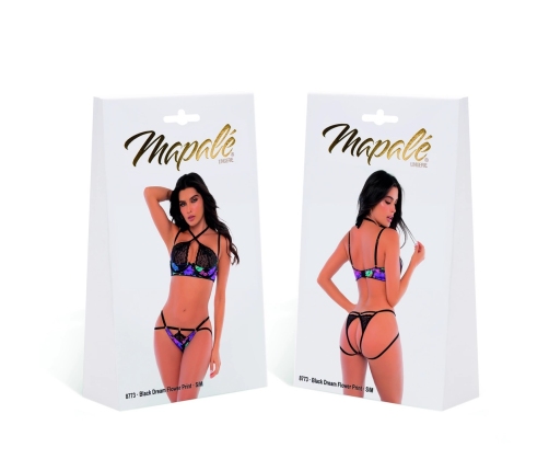 Dreamgirl Black Dream Flower L/XL Two-Piece Set with Lace & Cross Detail