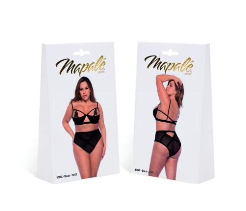 Leg Avenue Two Piece Set 3/4X Black - Embroidered Floral Design