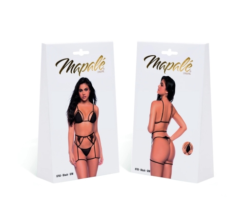 Leg Avenue Three-Piece Lingerie Set Black S/M Floral Mesh Design