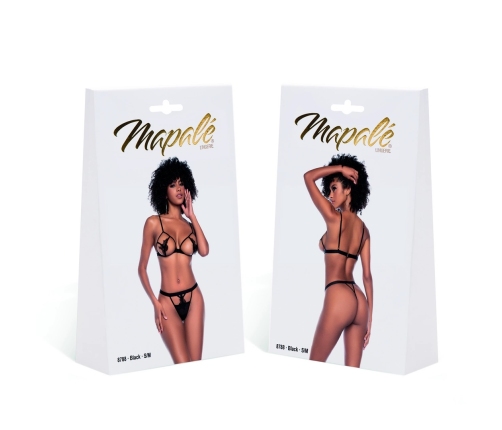 Leg Avenue Two-Piece Set S/M Black - Embroidered Triangle Top & Thong