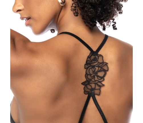 Leg Avenue Two-Piece Set S/M Black - Embroidered Triangle Top & Thong