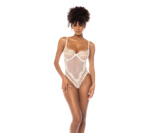 Bluebella Teddy M Ivory - Elegant Lace Bodysuit with Mesh Design