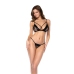 Mapale Captive 3-Piece Lingerie Set S/M Black - Lace & Faux Leather Finish