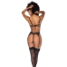 Mapale Three Piece Lingerie Set Open Cup Lace S/M Black