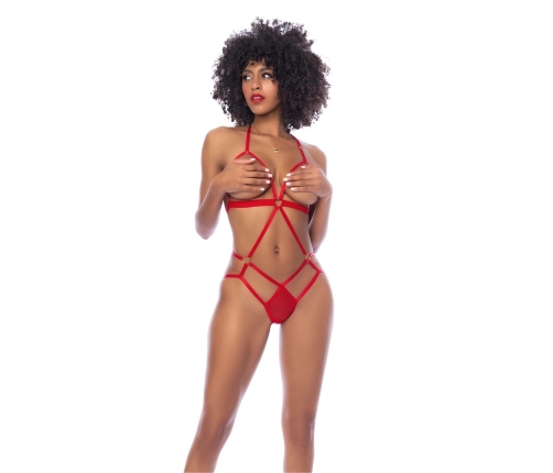 Mapale Harness Teddy L/XL Adjustable Red Soft Elastic Bands