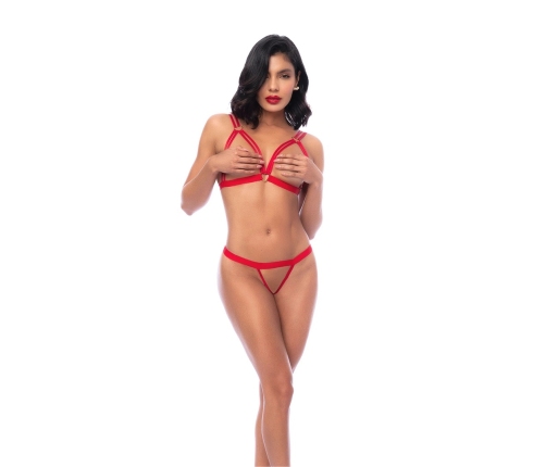 Mapale Two-Piece Set L/XL Red - Adjustable Open Cup & G-String by Leg Avenue