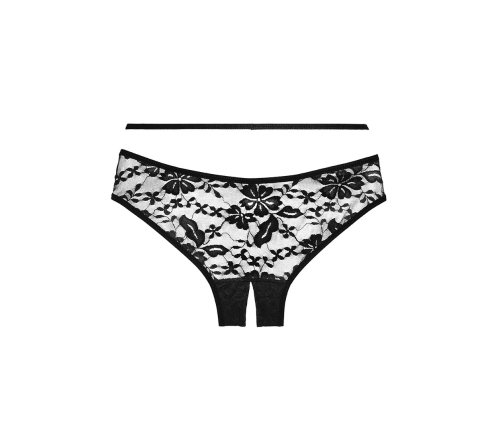 Sweet Heavens Strappy Lace Crotchless Panties One Size Black