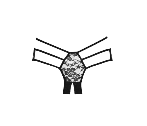 Sweet Heavens Strappy Lace Crotchless Panties One Size Black