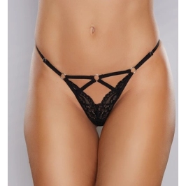 Do Not Disturb - Lace Thong - OS - Black