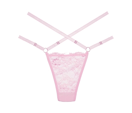 Cherished - Lace and Mesh Thong - OS - Pink