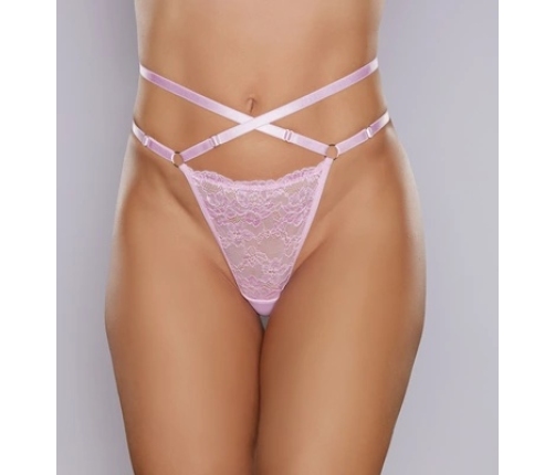 Cherished - Lace and Mesh Thong - OS - Pink