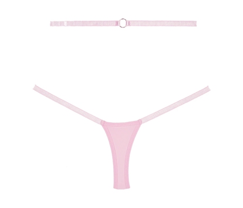 Cherished - Lace and Mesh Thong - OS - Pink