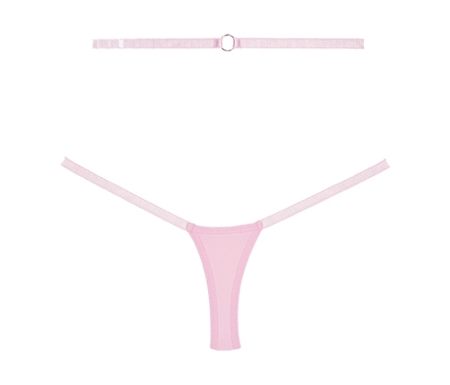 Cherished - Lace and Mesh Thong - OS - Pink