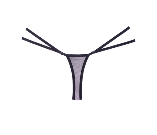 Lace and Mesh Thong - One Size - Black