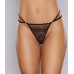 Lace and Mesh Thong - One Size - Black
