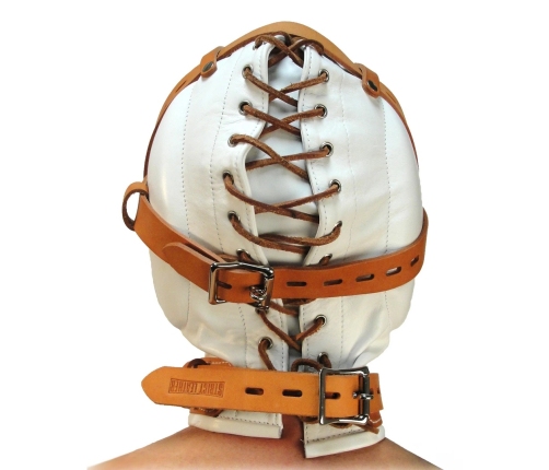 Total Sensory Deprivation Leather Hood - M/L - White