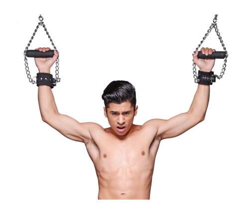 Fur Lined Nubuck Leather Suspension Cuffs with Grip