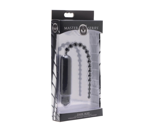 XR Brands Dark Rod Black Vibrating Beaded Silicone Urethral Device 24cm