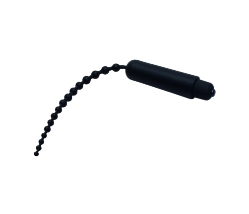 XR Brands Dark Rod Black Vibrating Beaded Silicone Urethral Device 24cm