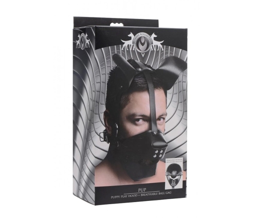 XR Brands Pup Puppy Play Mask with Breathable Removable Ball Gag