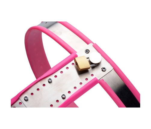 Stainless Steel Adjustable Female Chastity Belt - Pink