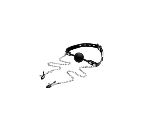 Silicone Ball Gag with Nipple Clamps