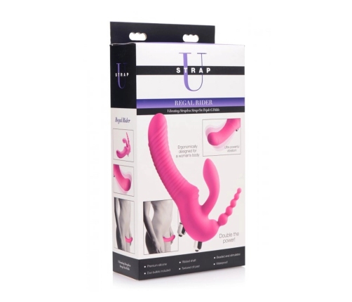 Regal Rider - Triple Vibrating Silicone Strapless Strap-On