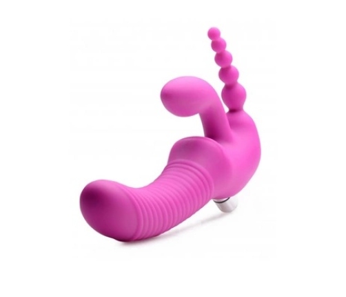 Regal Rider - Triple Vibrating Silicone Strapless Strap-On