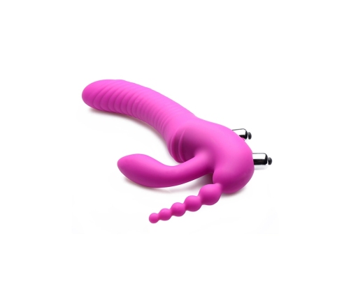 Regal Rider - Triple Vibrating Silicone Strapless Strap-On