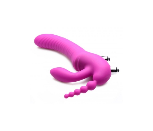 Regal Rider - Triple Vibrating Silicone Strapless Strap-On