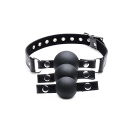 XR Brands Interchangeable Silicone Ball Gag Set Adjustable Strap Black XR Brands Interchangeable Silicone Ball Gag Set Adjustable Strap Black