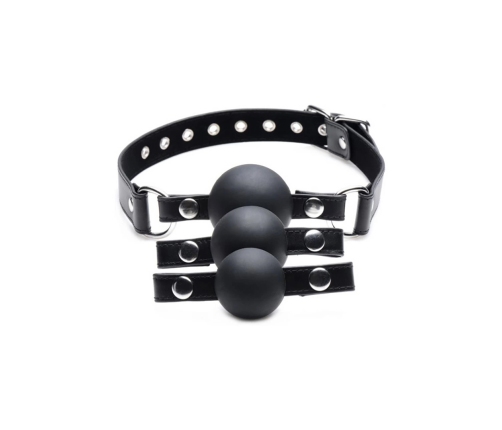 XR Brands Interchangeable Silicone Ball Gag Set Adjustable Strap Black