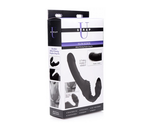 Slim Rider - Ribbed Vibrating Strapless Strap-On