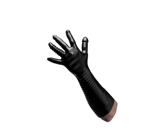 XR Brands Pleasure Fister Black Textured Glove 39cm TPR Universal