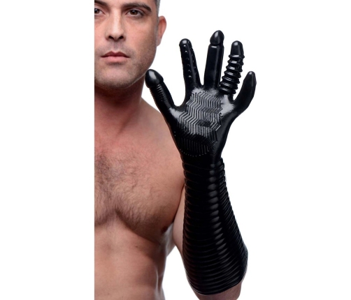 XR Brands Pleasure Fister Black Textured Glove 39cm TPR Universal