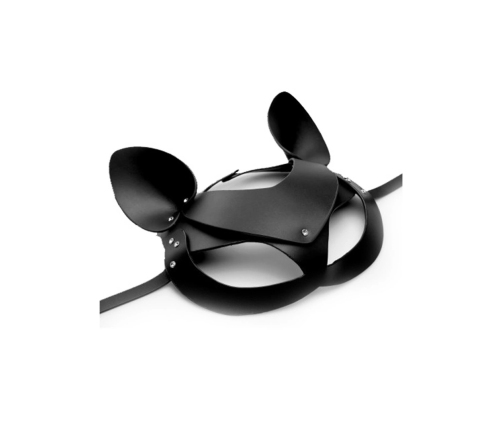 XR Brands Cat Tail Intimate Accessory Set - Black Leather Mask & Tail Plug