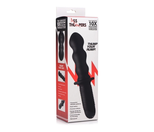 The Groove - Silicone Vibrator with Handle - Black
