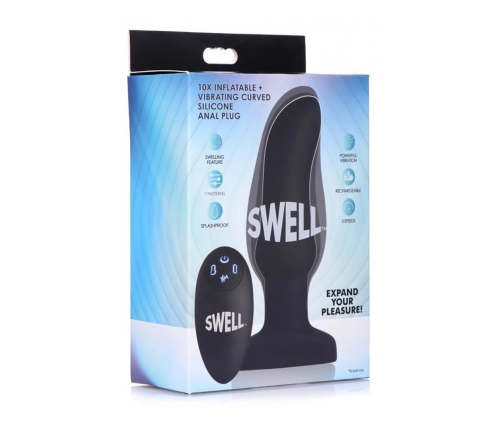 Inflatable Curved Vibrating Silicone Butt Plug