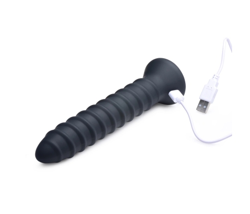 Master Series Power Screw Silicone Spiral Vibrator Black 20 cm