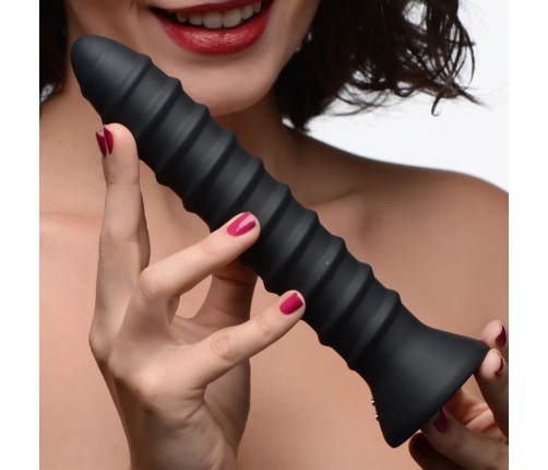 Master Series Power Screw Silicone Spiral Vibrator Black 20 cm