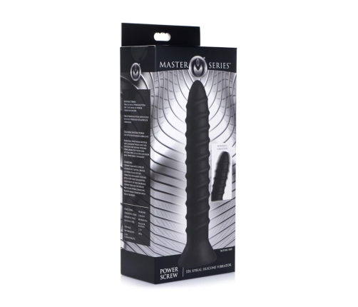 Master Series Power Screw Silicone Spiral Vibrator Black 20 cm