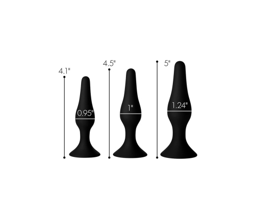 Triple Spire - Tapered Silicone Anal Trainer Set - 3 Pieces - Black