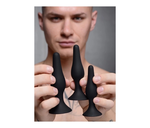Triple Spire - Tapered Silicone Anal Trainer Set - 3 Pieces - Black