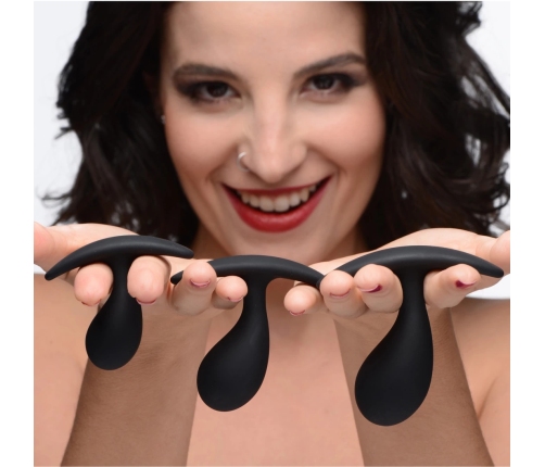 Dark Droplets - 3 Piece Curved Anal Trainer Set - Black