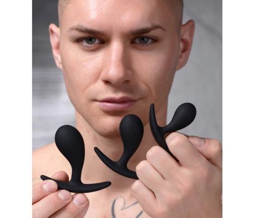 Dark Droplets - 3 Piece Curved Anal Trainer Set - Black