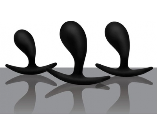 Dark Droplets - 3 Piece Curved Anal Trainer Set - Black