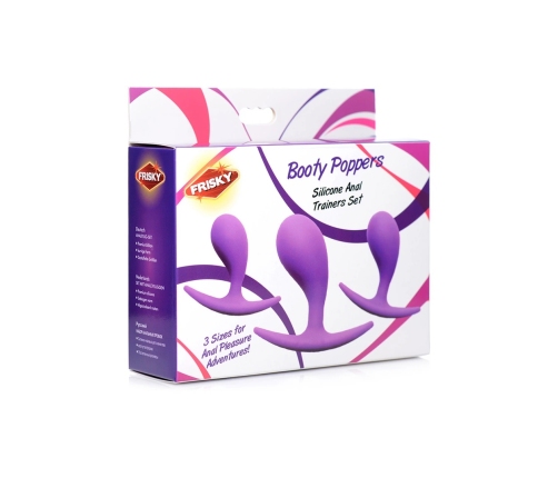 XR Brands Booty Poppers Silicone Training Set 3 Sizes Black