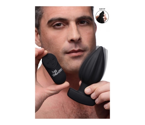 Ribbed Vibrating Anal Plug with Remote Control