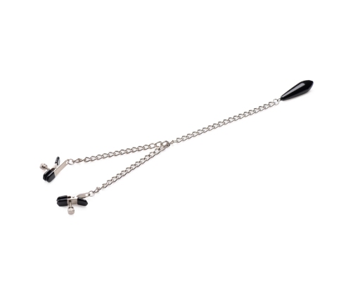 XR Brands Titty Taunter Adjustable Nipple Clamps with Weighted Bead, Black